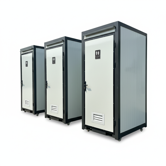 3 luxury porta potties lined up