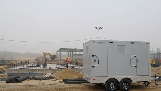 Basic Customizable 2 Person Restroom Trailer at a construction site