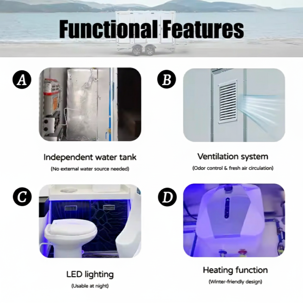 Basic Customizable 2 Person Restroom Trailer features