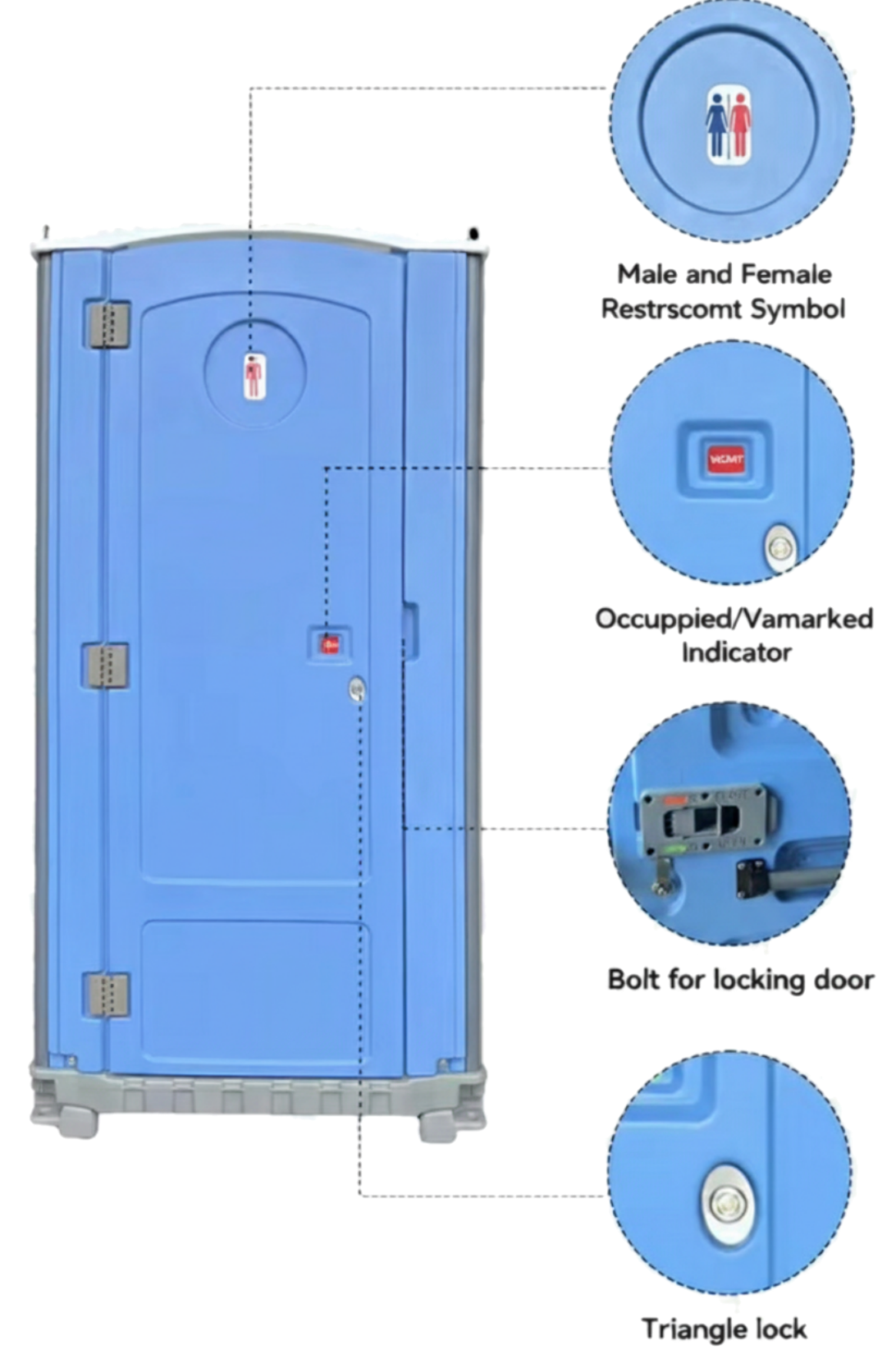Blue restraints symbol locker with labeled components on a white background