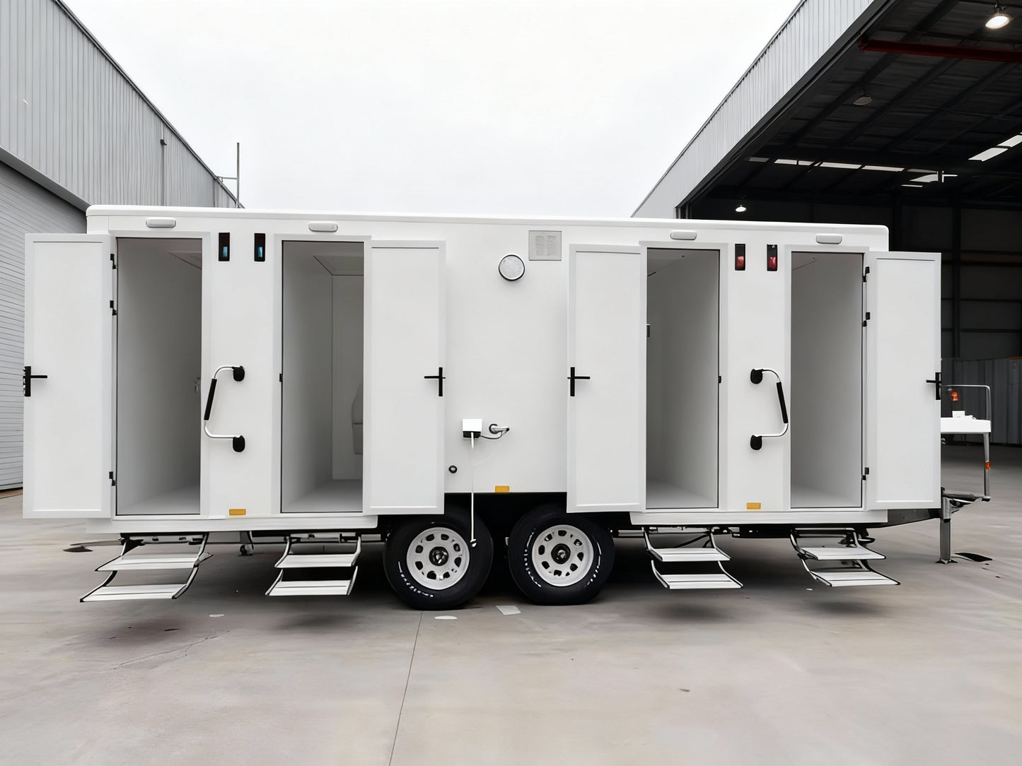 Luxury 4 Person Restroom Trailer Doors open