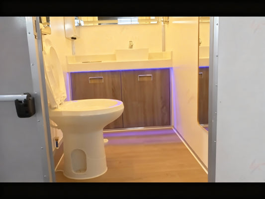 Luxury 8 Person Restroom Trailer interior toilet configuration