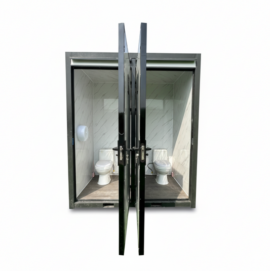 Luxury Porta Potty with doors open