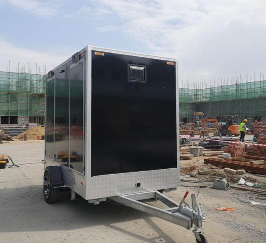Luxury Series 2 Person Restroom Trailer at a construction site