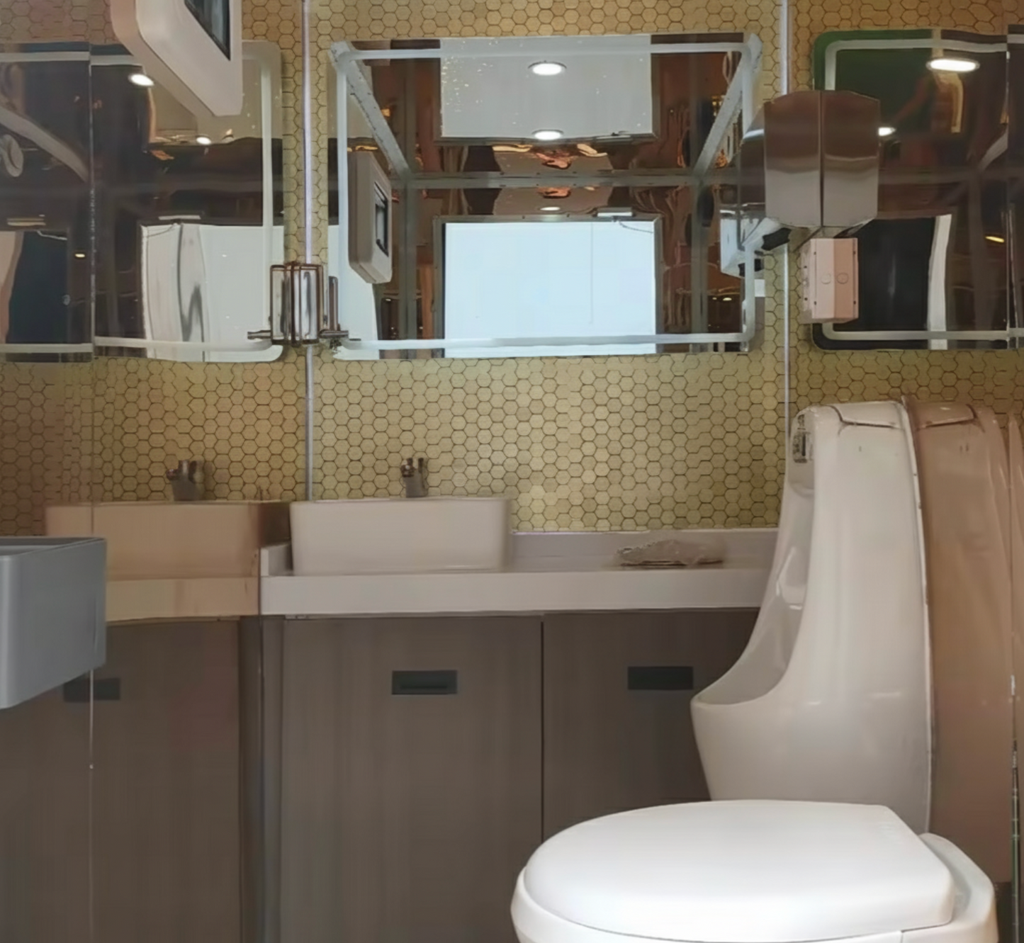 Luxury Series 2 Person Restroom Trailer interior from door