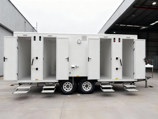 Luxury 4 Person Restroom Trailer Doors open