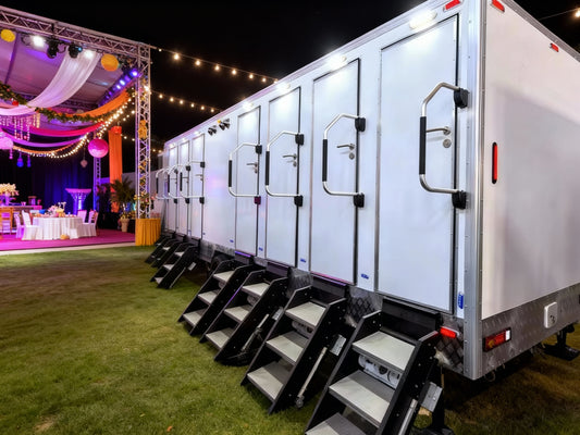 Luxury 8 Person Restroom Trailer at an outdoor event