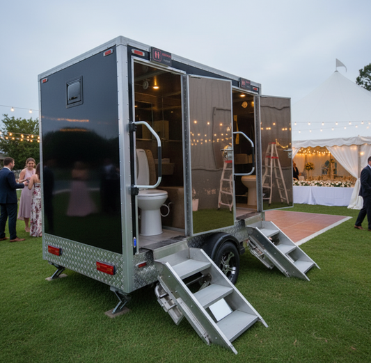 Luxury Series 2 Person Restroom Trailer at a wedding